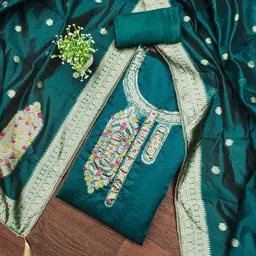 HERE&NOW Floral Woven Design Beads and Stones Unstitched Dress Material-image-52