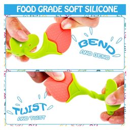 Joy Buzz Rattle Teether & Teether Combo | BPA-Free Silicone Rattle Teether & Teething Toy- Pack of 2 (Pink & Peach) image 2