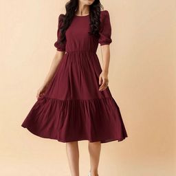 AASK Women Solid Crepe Fit and Flare Knee Length Dress-picture-30