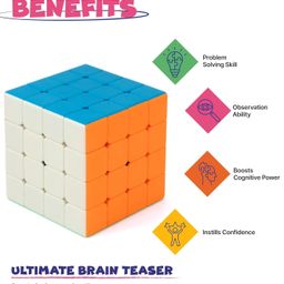 thepuzzl.co The Puzzl Co - 4x4 Rubik Cube - Colorful Brain Booster Puzzle Game for Kids 5+ Years | Stress Buster, Cognitive Power & Problem-Solving Skill Enhancer | Round Edge Design for Easy Handling image 3