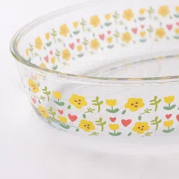Kuber Industries Printed Transparent Glass Round Bakeware-45