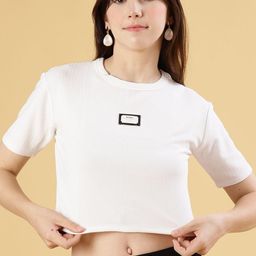 V-Mart Self Design Round Neck Boxy Fit T-shirt-picture-4