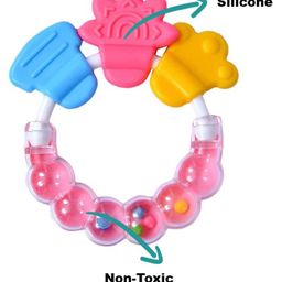 Joy Buzz Rattle Teether & Teether Combo | BPA-Free Silicone Rattle Teether & Teething Toy- Pack of 2 (Pink & Peach) image 5