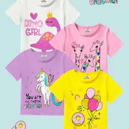 KUCHIPOO Girls 4 Printed Applique T-shirt-picture-31