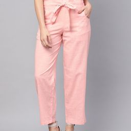 Idalia Women Pink Regular Fit Solid Trousers-image-17