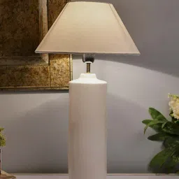 Homesake White Ceramic Table Lamp with Cone Shade (Bulb Included) - Set of 1-image-40