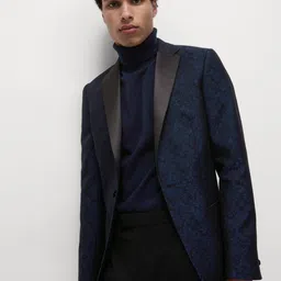 Marks & Spencer Floral Self Design Tailored Fit Jacquard Single Breasted Party Blazer-picture-19