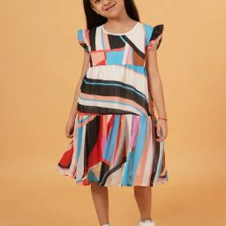 Creative Kid's Girls Blue Printed Casual Dress-picture-43