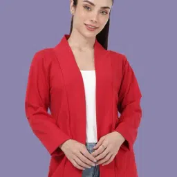 Kryptic Red Regular Fit Solid Shrug-picture-27