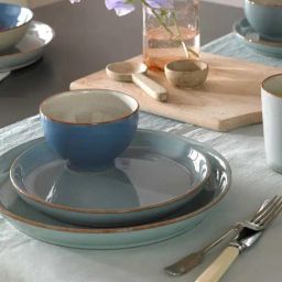 DENBY Heritage Terrace Blue Stoneware Coupe Plate - Set of 1-10