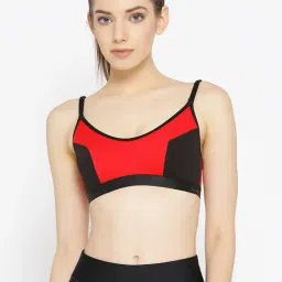 Lady Lyka Red & Black Non Wired Non Padded Sports Bra-15