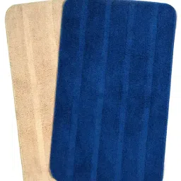 Saral Home Blue & Beige Microfibre 1000 GSM Bath Mats - Set of 2-image-21