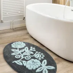 Saral Home Grey Microfiber Floral Bath Mat 50X80 cm-image-98