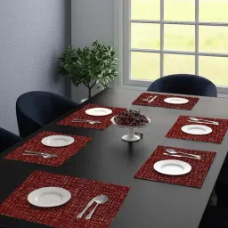 Saral Home Maroon Chenille Placemats - Set of 6-image-1