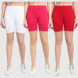 Gracit White & Pink Cotton Sports Shorts - Pack Of 3-image-83