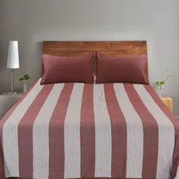 Saral Home Abstract Maroon 155 TC Cotton King Sized Bed Sheet with 2 Pillow Covers-image-77
