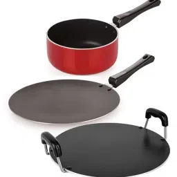 Nirlon Red Aluminium Non- Stick Cookware - Set of 3-10