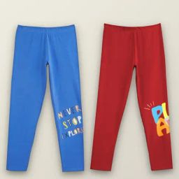 XY Life Kids Blue & Red Cotton Printed Leggings (Pack of 2)-image-38