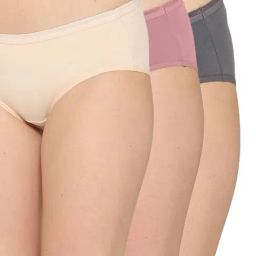 Wacoal Multi-Color Cotton Mid Waist Solid Hipster Panty (Pack of 3)-image-83
