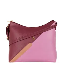 Baggit Red & Purple Color Block Medium Sling Handbag-image-10