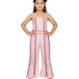 Aarika Kids Peach Chequered Jumpsuit-image-32