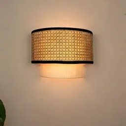 FOS LIGHTING Contemporary Beige Cane Half Drum Shade Wall lamp-image-77