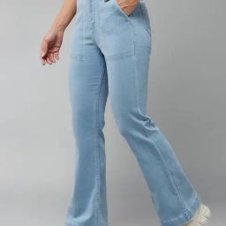 DOLCE CRUDO Light Blue Denim Regular Fit High Rise Jeans-image-63