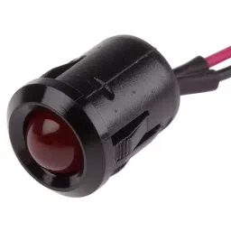 RS PRO Red Panel Mount Indicator 2V DC, Mounting Hole Size 12 mm, Termination Type Lead Wires, Model No 206508-46