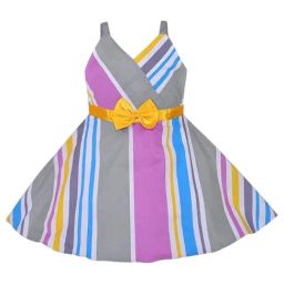 Wish Karo Girls Purple Cotton Striped Frock-image-23