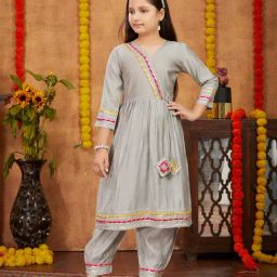 Aarika Kids Grey Solid Kurta with Salwar-picture-25