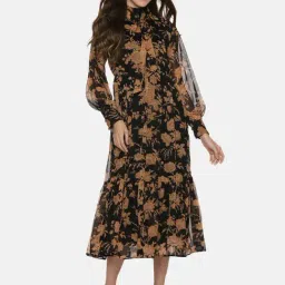 ISU Black Printed Midi Dress-picture-2