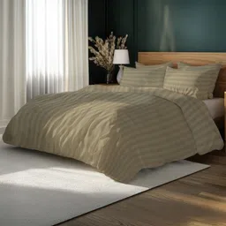 LANE LINEN Taupe Striped King Bedsheet with 2 Pillow Covers-image-48