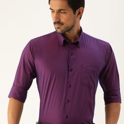 Hancock Men Purple Premium Slim Fit Solid Formal Shirt-picture-37