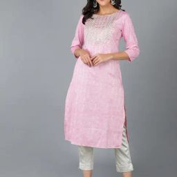 Vaamsi Pink Cotton Embroidered Straight Kurta-image-47
