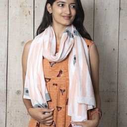 Contrast Living Women Striped Cotton Scarf-image-76
