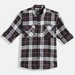 Cavio Boys Maroon Cotton Checks Shirts-image-2