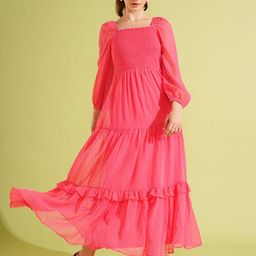 Globus Bishop Sleeve Georgette Smocked Tiered Maxi Dress-image-21