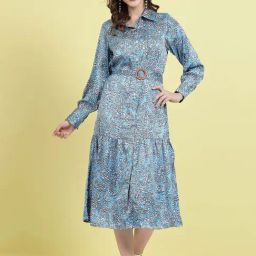 Melon by PlusS Blue Printed Shirt Dress-picture-13