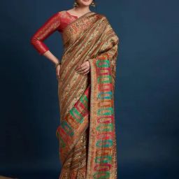 Saree Mall Cream Viscose Self Saree with Blouse Piece-picture-19