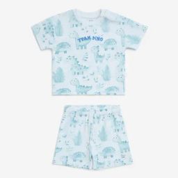 HOP Baby by Westside White Animal Printed Cotton T-Shirt and Shorts Set-image-95
