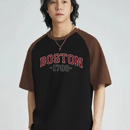 Genzy Men Typography Printed Drop-Shoulder Sleeves Applique T-shirt-picture-49
