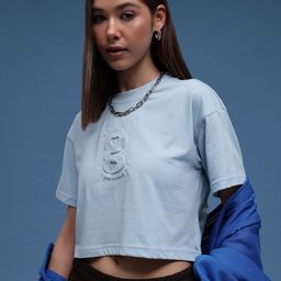 glitchez Embossed Essentials Drop-Shoulder Boxy Crop Tee-0