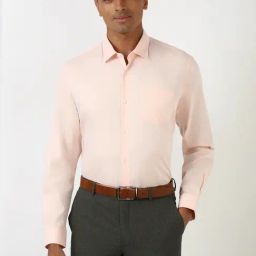 Peter England Peach Regular Fit Shirt-image-31