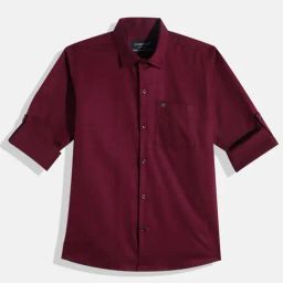 CHARCHIT Boys Purple Cotton Solid Shirt-image-24