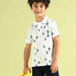 US Polo Kids Boys White Cotton Quilted T-Shirt-image-72
