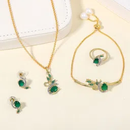Estele Gold-Plated Crystal- Studded Jewellery Set-image-46