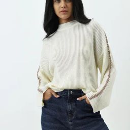 LOV by Westside Off-White Ribbed Sweater-image-73