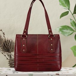 GENWAYNE Brown Solid Leather Handheld Bag-36