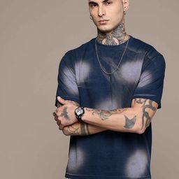R.Code by The Roadster Life Co. Tie And Dye Dyed Round Neck Relaxed Fit T-shirt-picture-44