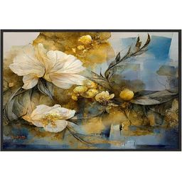 Eurotex White & Gold-Toned 1 Piece Canvas Floral and Botanical Wall Paintings-15